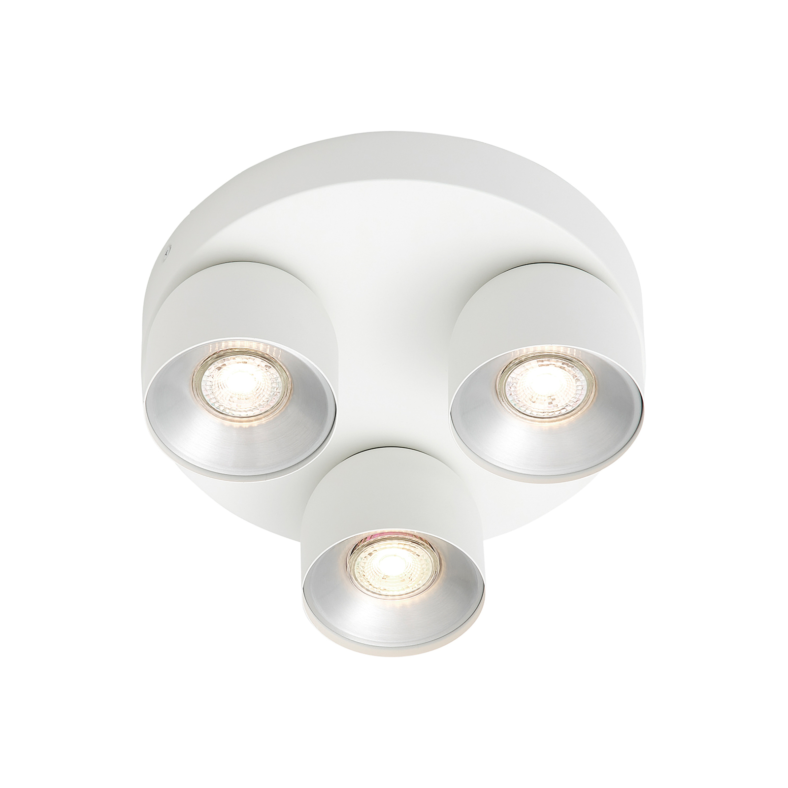 Downlight Pitcher, wit/zilver, 3-lamps, rond, metaal